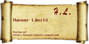 Hanser László névjegykártya